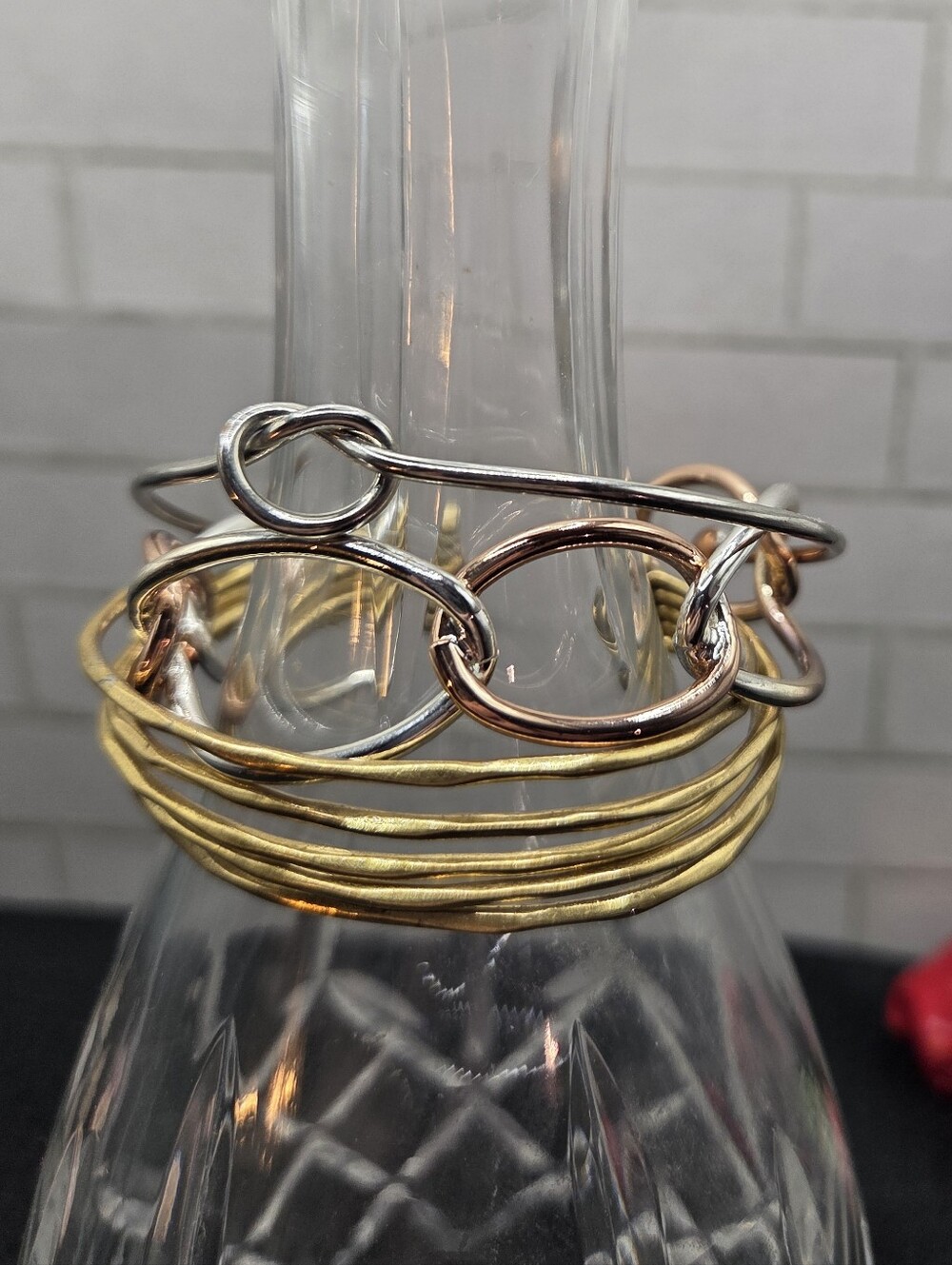 1361. Set Of 3 Mixed Metal Cuff Bangle Bracelet Set